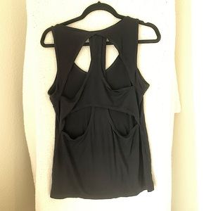 Fabletics Black Tank Top with Back Slit Design size M